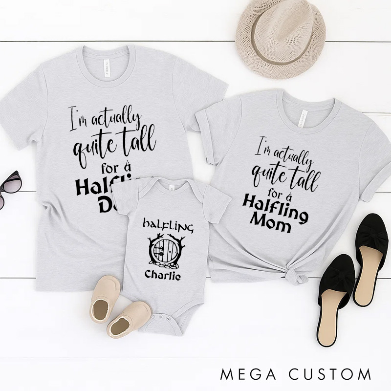 Personalized Halfling Movie Family T-Shirts Funny Family Matching Tshirt for Movie Lovers 90s Movie New Dad Gift