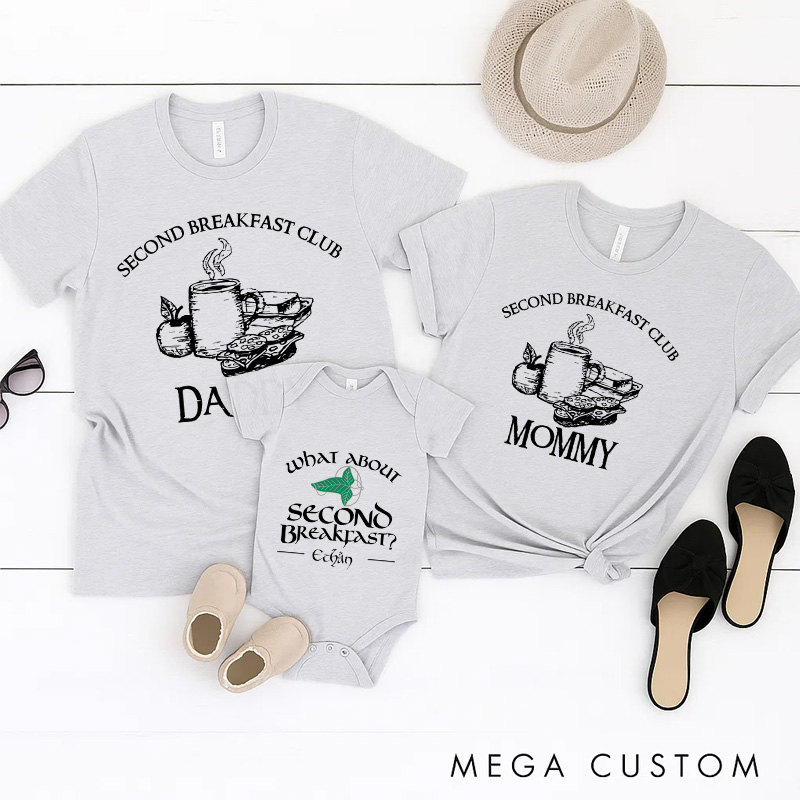 Personalized What About Second Breakfast Movie Family T-Shirts Funny Family Matching Tshirt for Movie Lovers 90s Movie New Dad Gift
