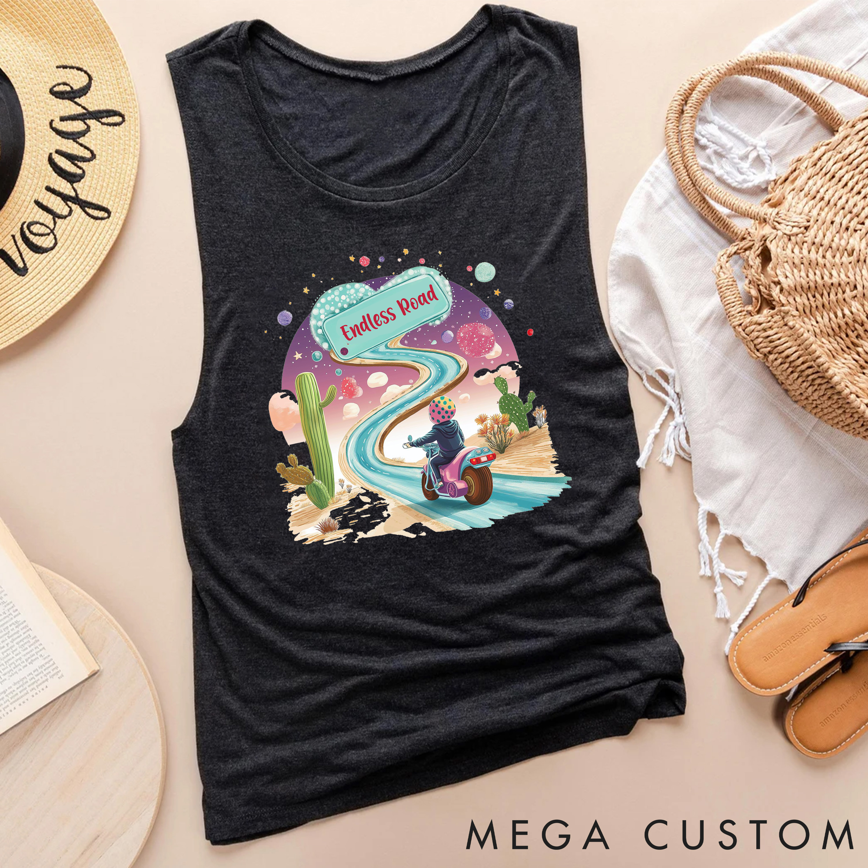 Personalzied Women Tank Top Endless Road Motorcycle Adventure for Outdoor Adventures Riding Cycling Biking Enthusiasts