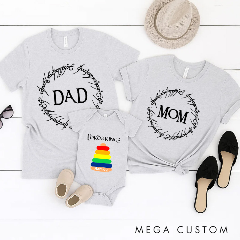 Personalized Fantasy Stacking Ring Movie Family T-Shirts Funny Family Matching Tshirt for Movie Lovers 90s Movie New Dad Gift
