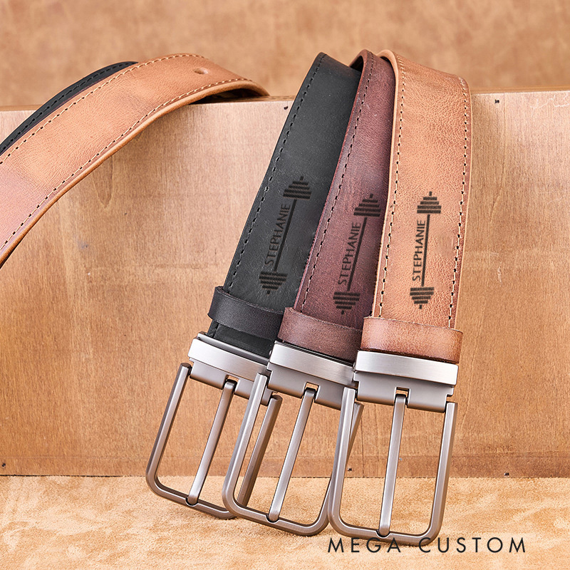 Personalized Barbell Motif Workouts and Fitness Enthusiasts Belt for Gym Lovers