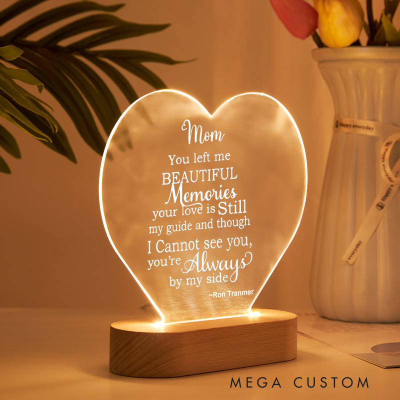 Personalized Table Plaque Lamp Mom Beautiful Memories Sympathy Gift Memorial Keepsake Sympathy Mom Bereavement Gift Loss of Mother Desk Sign