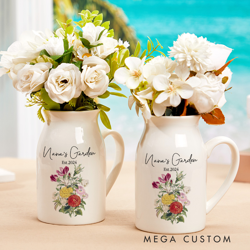 Personalised Flower Vase Ceramic Grandma Garden Garden Decor Moms Garden Gift for Her