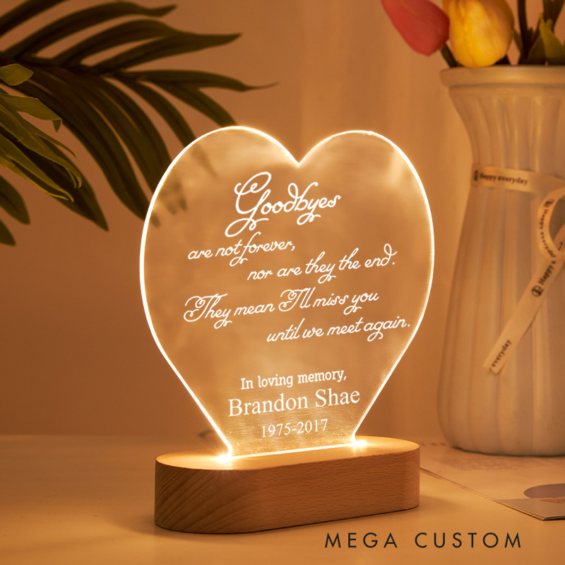 Personalized Table Plaque Lamp Bereavement Gift in Loving Memory Sign Sympathy Gift Loss of Loved One Plaque with Wooden Stand Bereavement