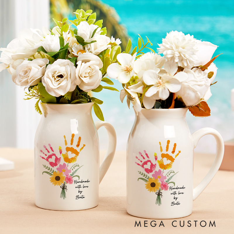 Personalised Floral Ceramic Vase Birthday Gift Grandma's Garden Flower Vase Mama Gifts