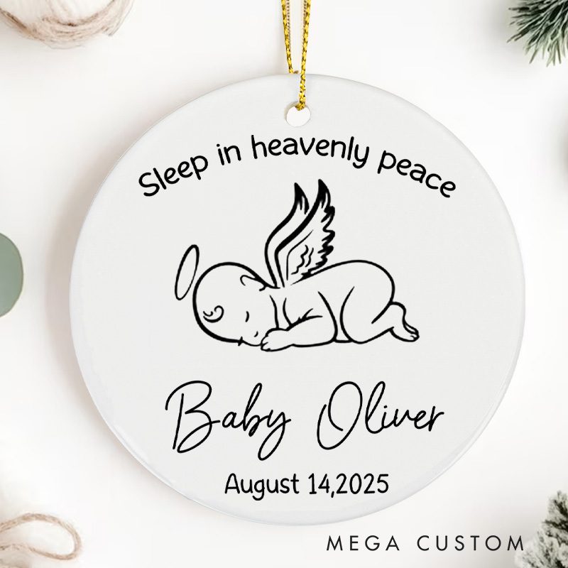 Personalized Baby Loss Ornament Sleep In Heavenly Peace Memorial Ornament Stillborn Miscarriage Keepsake Infant Loss Gift Angel Baby Ornament