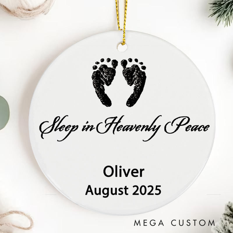 Personalized Baby Memorial Ornament Sleep in Heavenly Peace Miscarriage for Mothers Dad Sympathy Gift Pregnancy Loss Memorial Ornament 