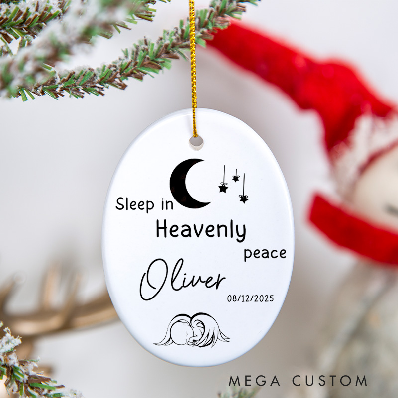 Personalized Baby Loss Ornament Sleep in Heavenly Peace Infant Loss Memorial Ceramic Ornament Sympathy Gift Miscarriage  Remembrance Gift 