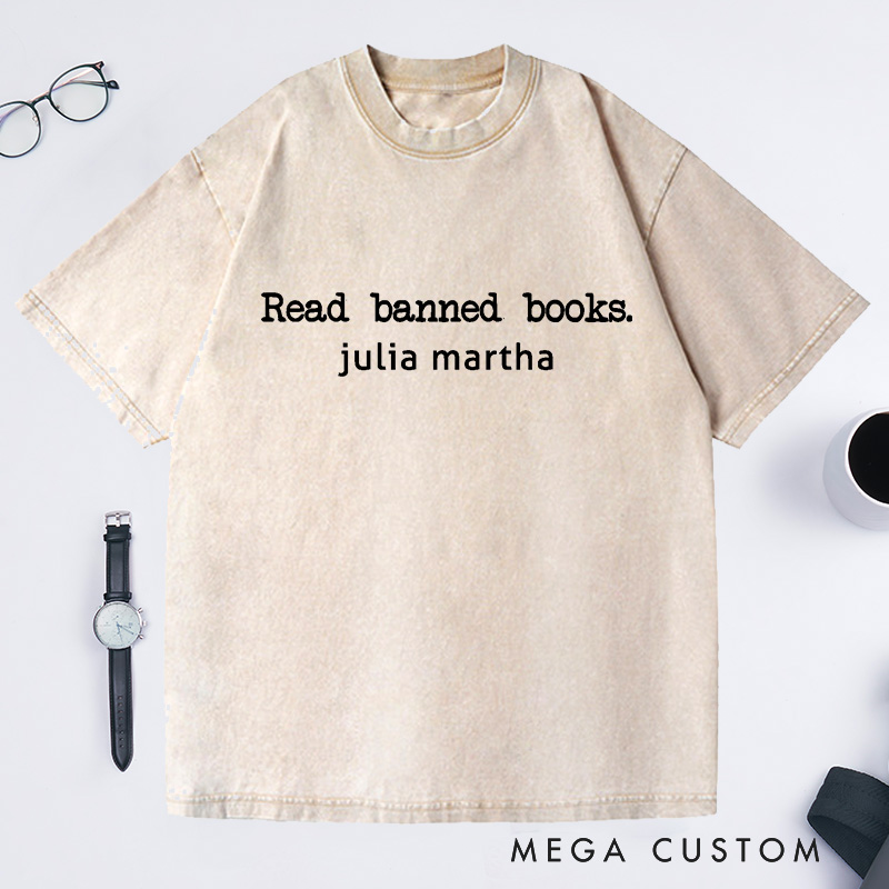 Personalized Read Banned Books Washed T-Shirts Reading Shirt Book Lover 