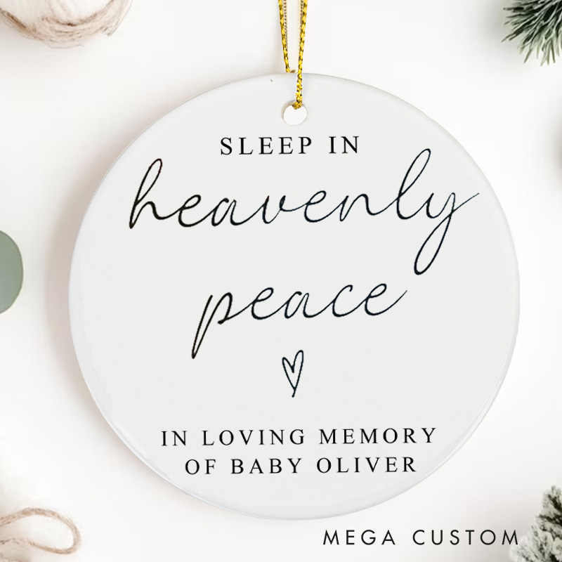 Personalized Baby Loss Ornament Infant Loss Miscarriage Gift  Angel Sleep In Heavenly Peace Custom Ceramic Ornament Angel Mom Sympathy Gifts