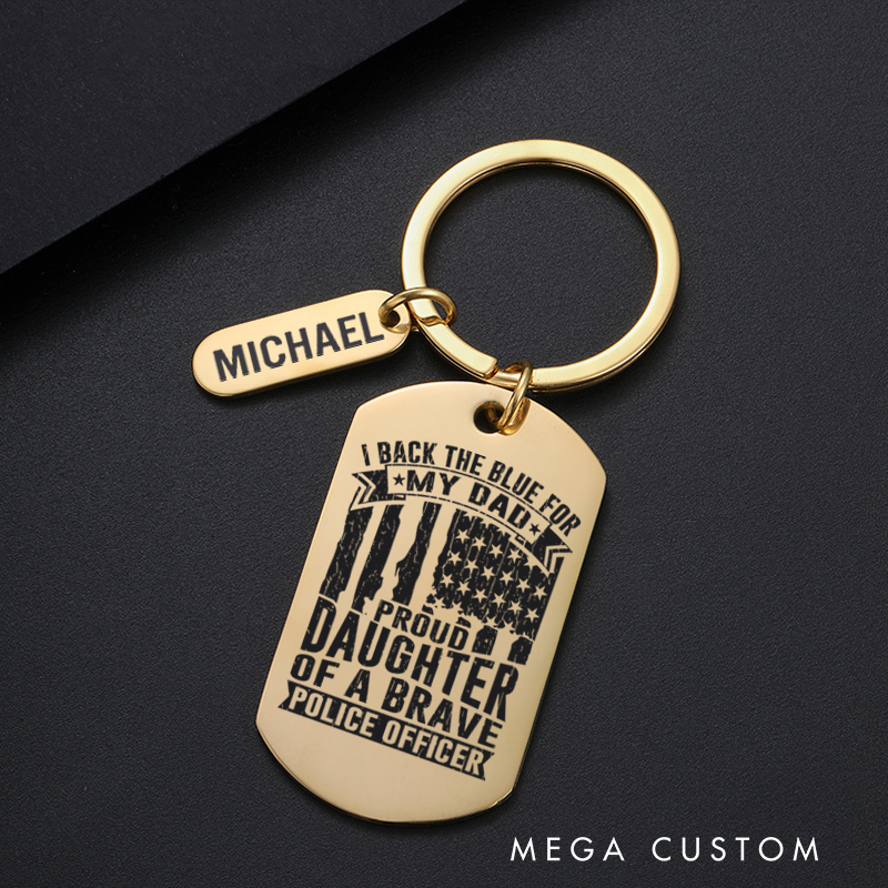 Personalized Police Officers Engraved Keychain Proud Daughter of a Brave Keychain Appreciation Gift for Police Officers