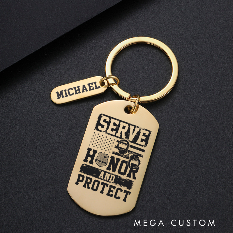 Personalized Police Officers Engraved Keychain Serve Honor and Protect Keychain Appreciation Gift for Police Officers