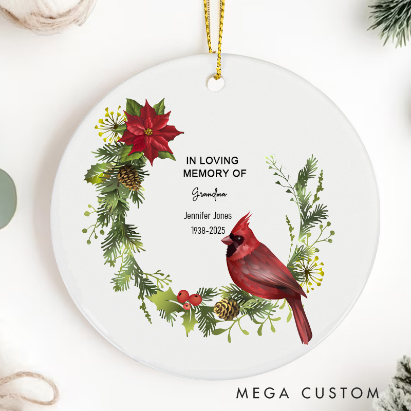 Personalized Ceramic Memorial Ornament in Memory of Christmas Ornament for Loss of Loved One Sign Christmas Remembrance Sympathy Gift