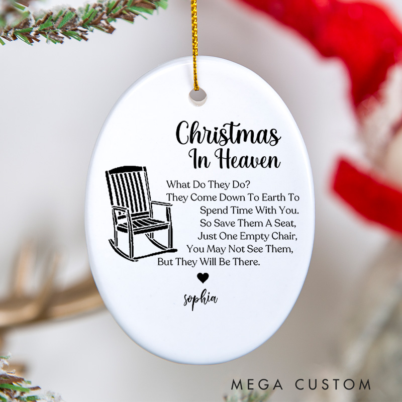 Personalized Memorial Ornament Sympathy Gifts Memorial Bereavement Gift Christmas in Heaven Ceramic Ornament for Loss of Loved One