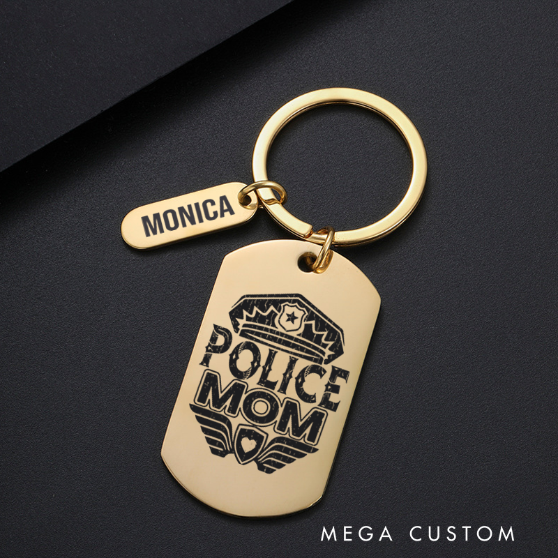 Personalized Police Officers Engraved Keychain Police Mom Keychain Appreciation Gift for Police Officers