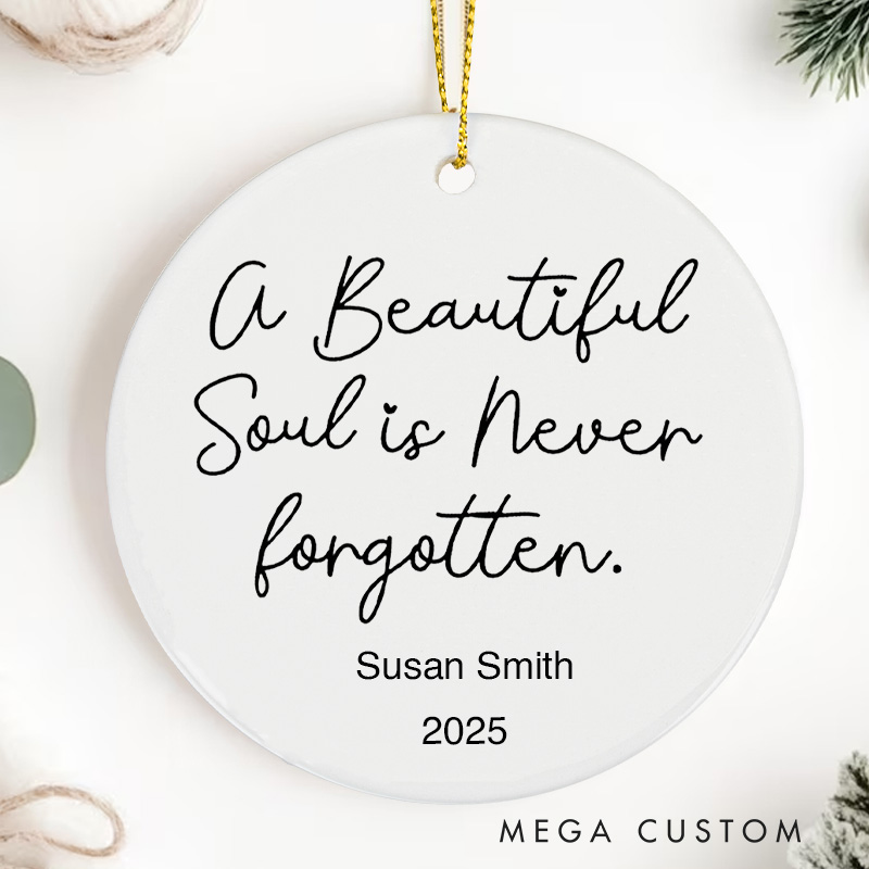 Personalized Memorial Ornament Beautiful Soul Heart Keepsake for Grieving Loss of Loved One Gift Sympathy Bereavement Custom Name Date