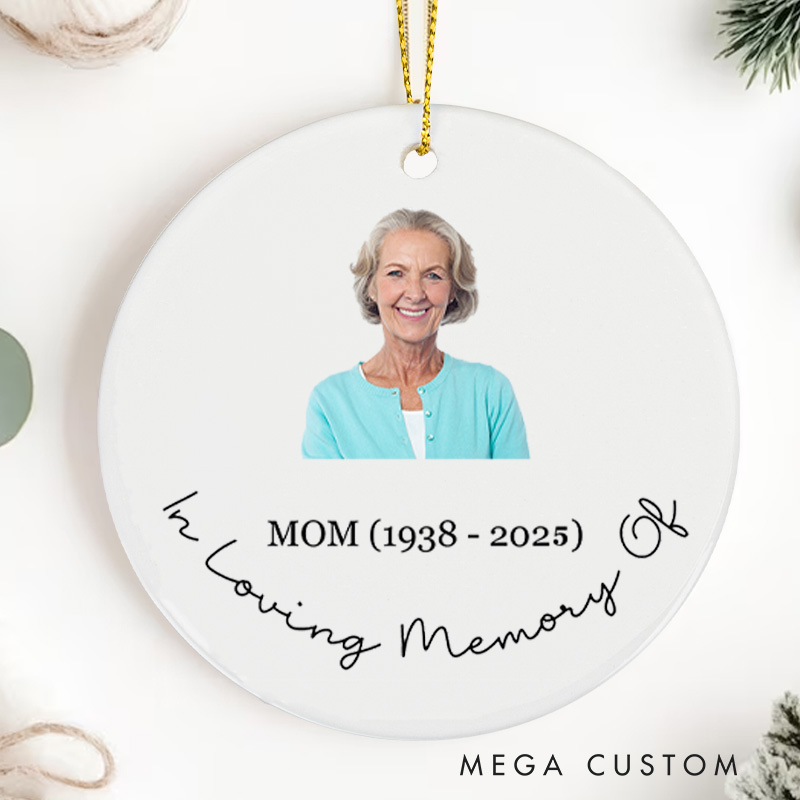 Personalized Memorial Photo Ceramic Ornament Loss of Loved One Remembrance Gifts Sympathy Gift Custom Photo Christmas Ornament