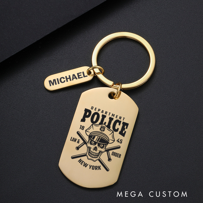 Personalized Police Officers Engraved Keychain Department Police Law Order Keychain Appreciation Gift for Police Officers