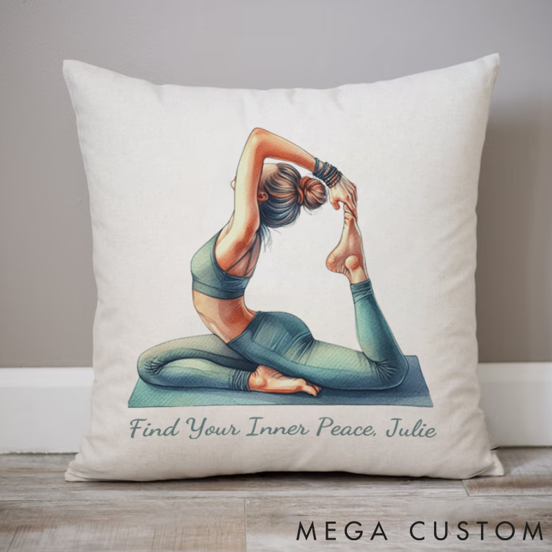 Personalized Yoga Pillows with Inspirational Quote with Elegant Pose Custom Name Yoga Pillows Gift Idea for Yoga Lover