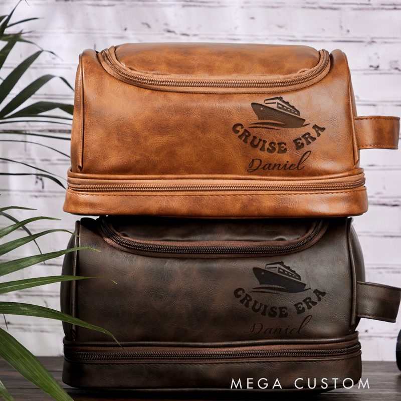 Personalized Cruise Era Toiletry Bag Leather Toiletry Bag for Traveling Lovers Cool Travel Gift for Him