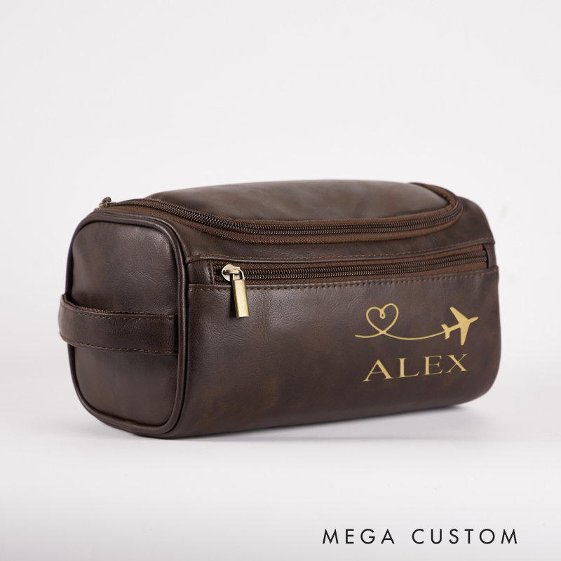 Personalized Traveling Toiletry Bag Leather Toiletry Bag for Traveling Lovers Cool Travel Gift for Dad Him