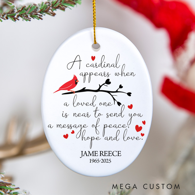 Personalized Memorial Ornament Sympathy Cardinal Christmas Ornament for Loss of Loved One Condolences Gifts in Loving Memory Gift