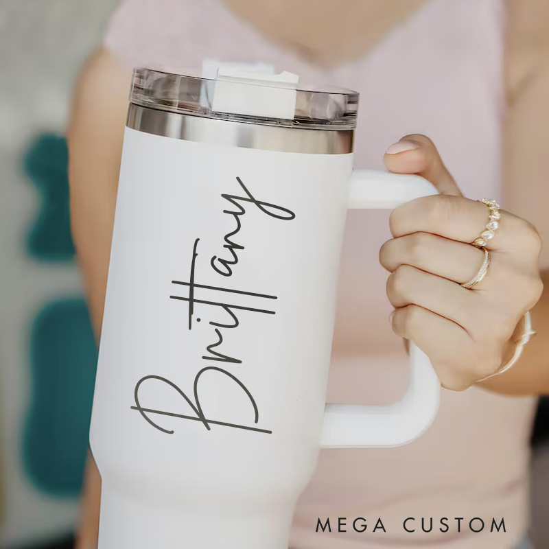 Personalized 40oz Tumbler with Handle &Straw Laser Engraved Tumbler Gifts for Her