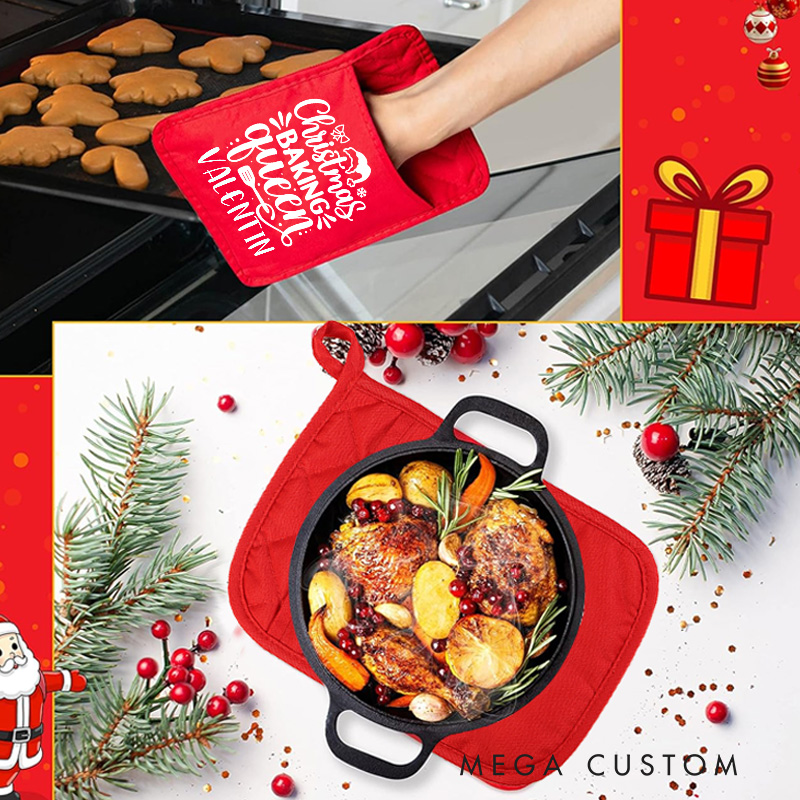 Personalized Christmas Baking Queen Pot Holders Custom Baking Potholder with Name Baking Lovers Gift for Baker Gift Christmas Gift