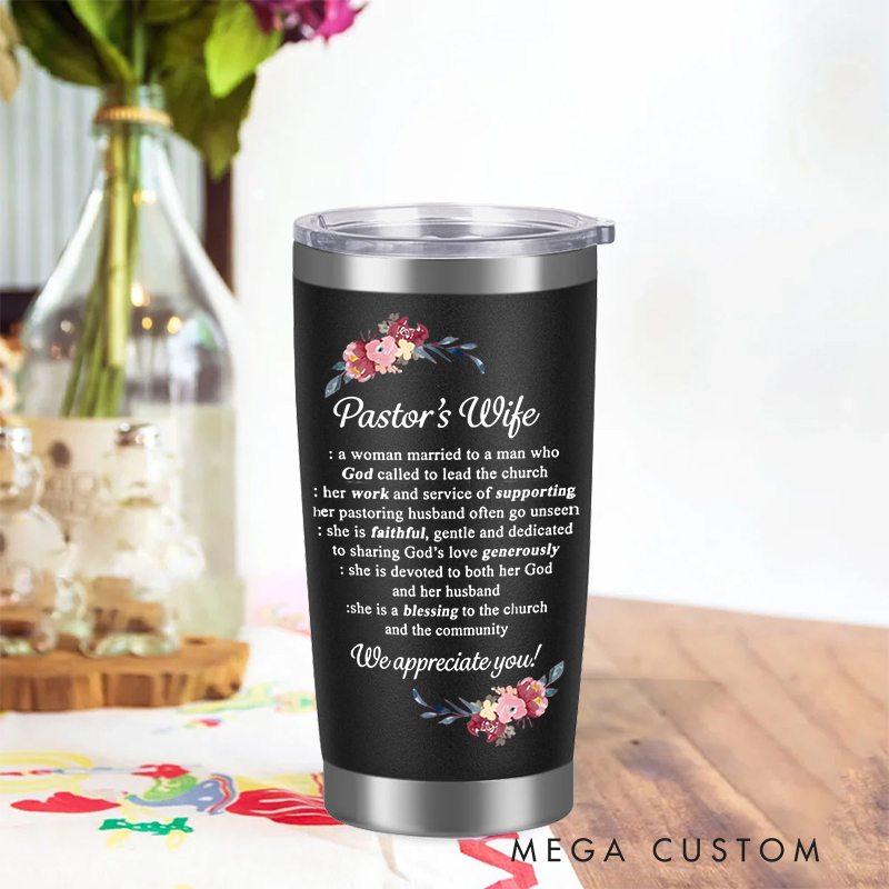 Personalized Pastor's Wife Definition Tumbler Bible Verse 20oz Tumbler with Name Stainless Steel Insulated Travel Mug Christian Gift