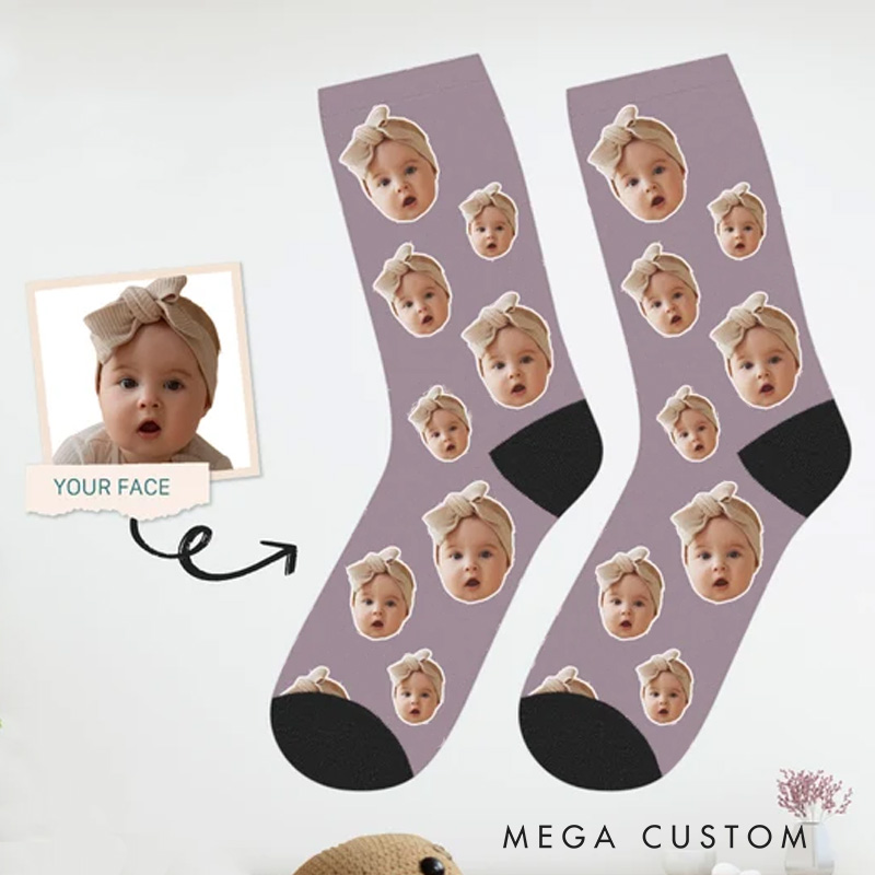 Personalized Baby Face Socks Funny Photo Socks Stocking Stuffer Unique Gift for Him or Her
