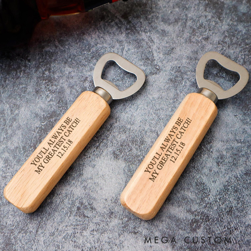 Personalized Wooden Bottle Opener You’ll Always Be My Greatest Catch Engraved Gift for Fishing Lover