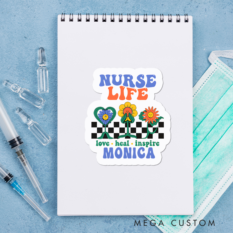 Personalized Nurse Stickers Nurse Life Personalized Sticker Love Heal Inspire Funny Nurse Sticker Vinyl Die Cut Sticker
