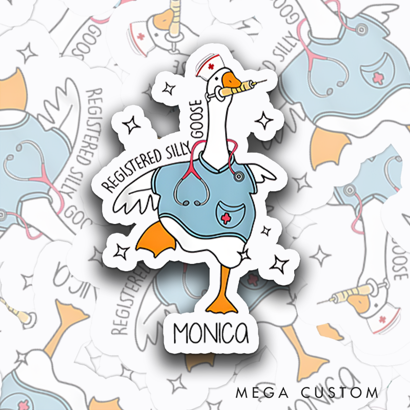 Personalized Nurse Stickers Registered Silly Goose Personalized Sticker Funny Nurse Sticker Vinyl Die Cut Sticker