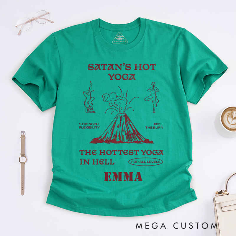 Personalized Satan Hot Yoga Doodle Style T-Shirt Strength Flexibility Yoga T-Shirt Funny Yoga Gift T-Shirt Yoga Lover T-Shirt