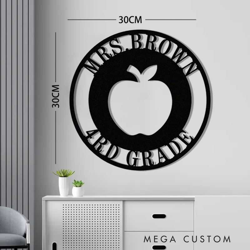 Personalized Teacher Metal Sign for Indoor Outdoor Decor Custom Apple Teacher Design Appreciation Gift For Teachers