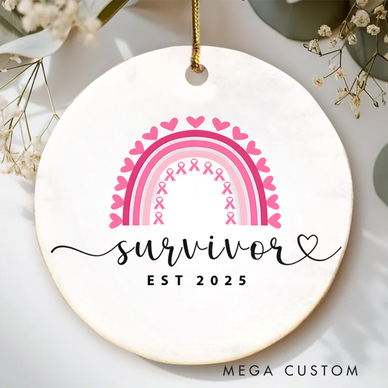 Personalized Survivor Rainbow Design Cancer Recovery Keepsake Christmas Ornament