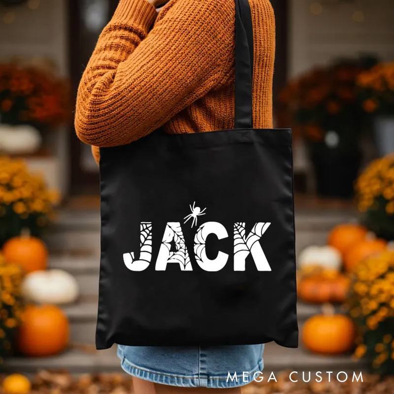 Personalized Halloween Bag with Name Canvas Tote Bag Halloween Bag Halloween Gift