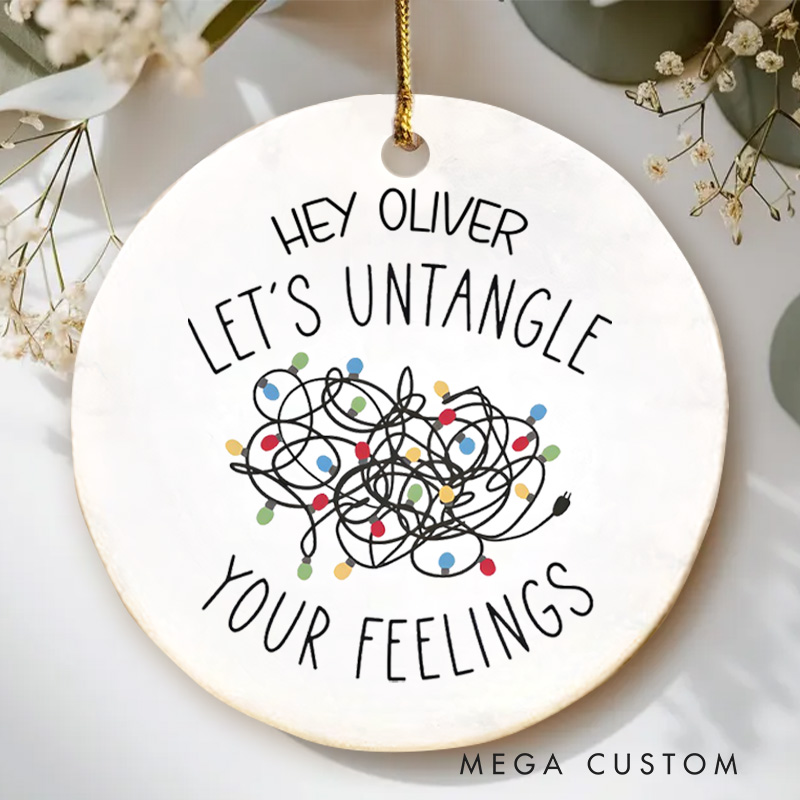 Personalized Let’s Untangle Your Feelings Colorful String Lights Design Christmas Ornament for Comfort Encouragement Gift
