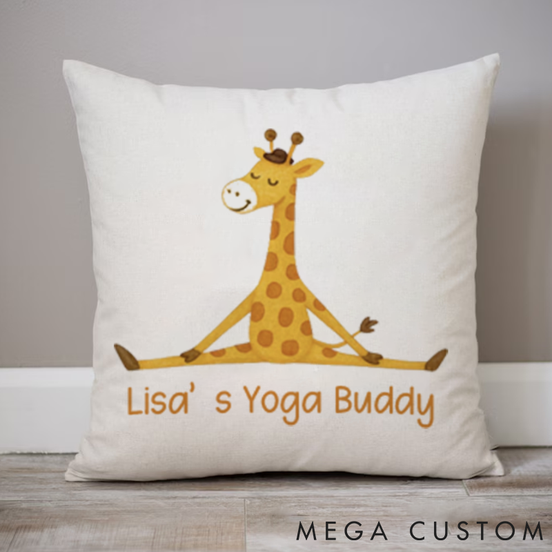 Personalized Yoga Giraffe Pillows Custom Name Yoga Pillows Gift Idea for Yoga Lover and Animal Lover