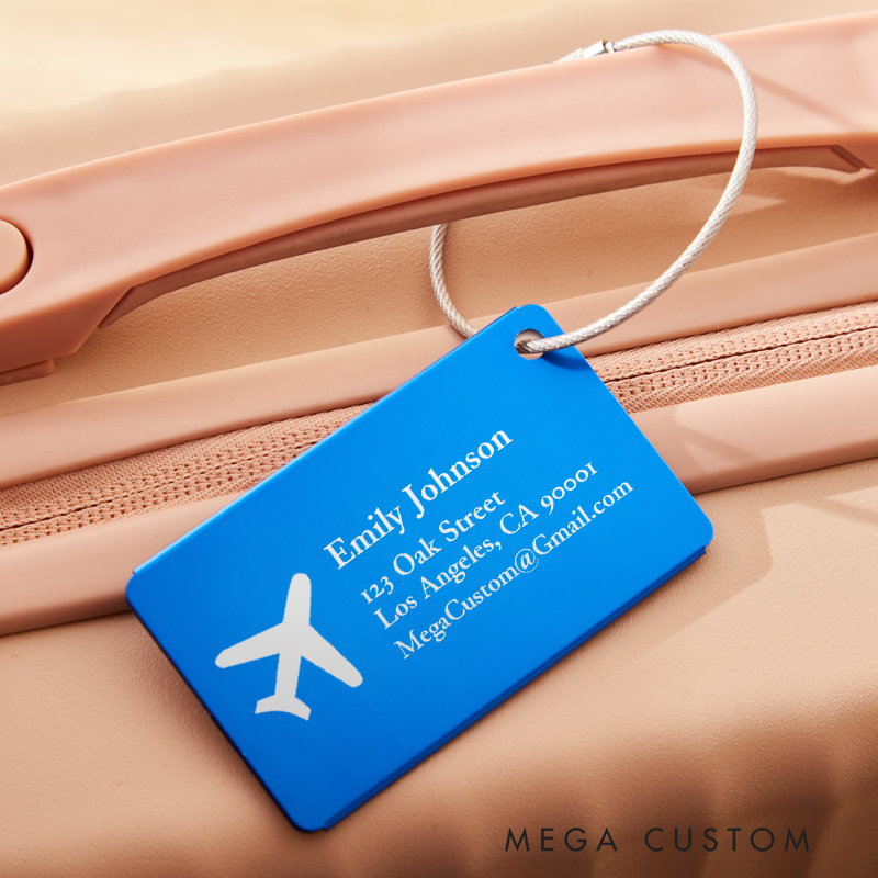 Personalized Metal Luggage Tag Gift for Vacation Bag ID Suitcase Tag Traveling Lovers Gift