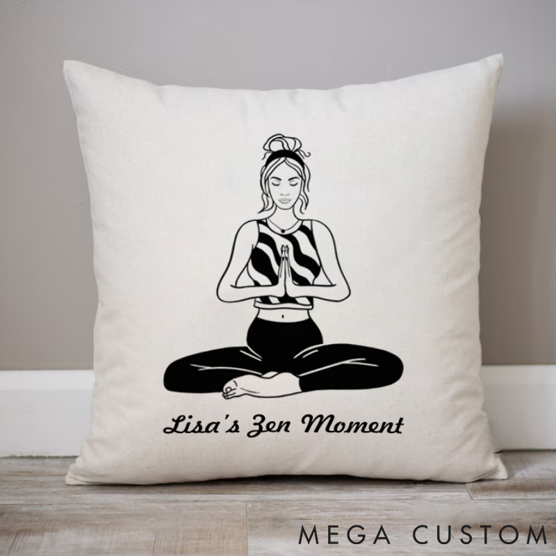 Personalized Yoga Pillows with Elegant Meditation Motif Custom Name Yoga Pillows Gift Idea for Yoga Lover