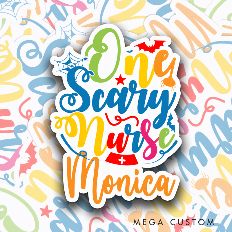 Personalized Nurse Stickers One Scary Nurse Personalized Sticker Funny Nurse Sticker Vinyl Die Cut Sticker