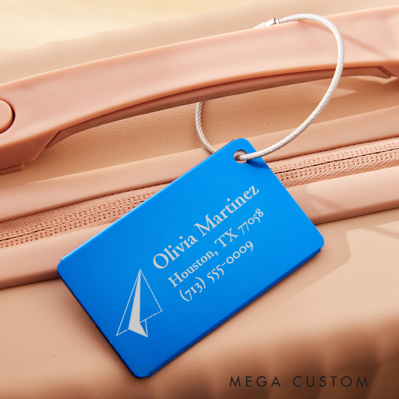 Personalized Traveling Lovers Metal Luggage Tag Travel Bag ID Tag Gift for Vacation Paper Plane Design