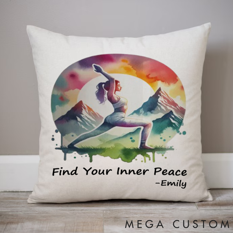 Personalized Yoga Pillows with Nature Theme Custom Name Yoga Pillows Gift Idea for Yoga Lover and Pet Lover