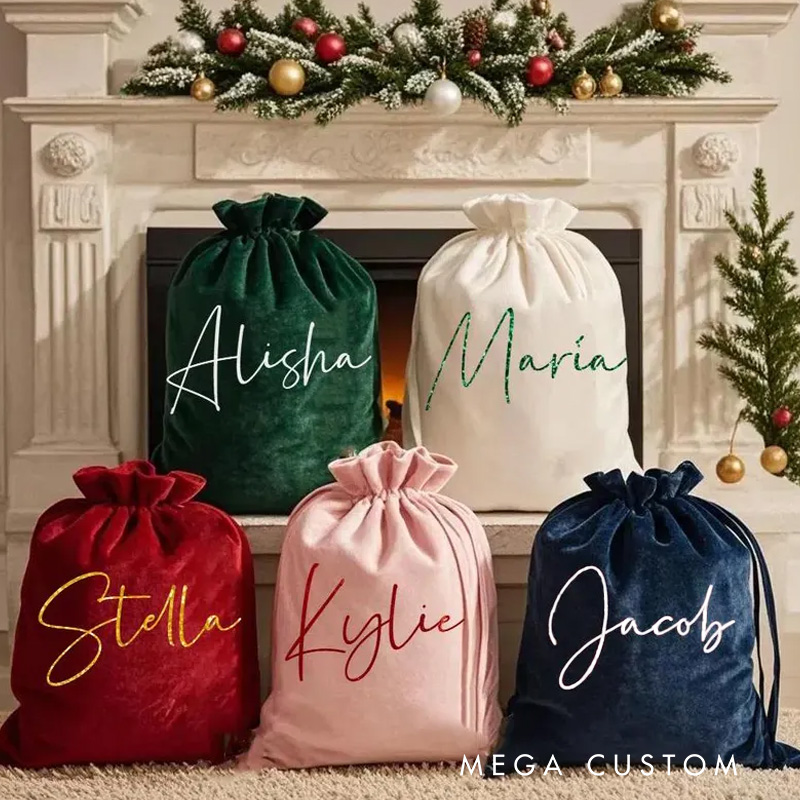 Personalized Velvet Santa Sack Christmas Gift Bag Xmas Gift Bags Christmas Gift Bag for New Year Christmas Party Supplies Favors