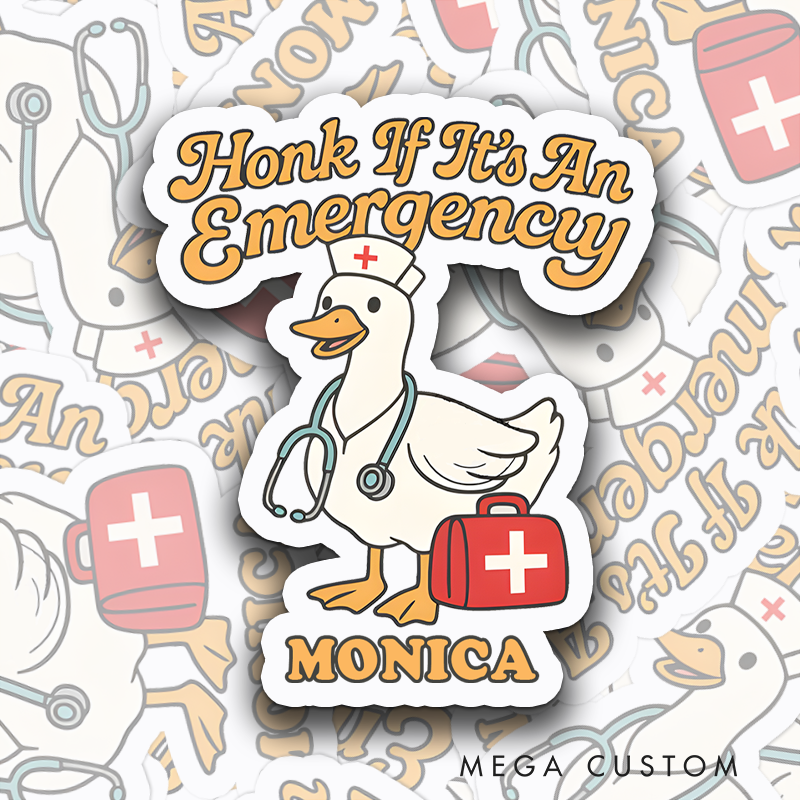 Personalized Nurse Stickers Honk If It’s an Emergency Personalized Sticker Funny Nurse Sticker Vinyl Die Cut Sticker