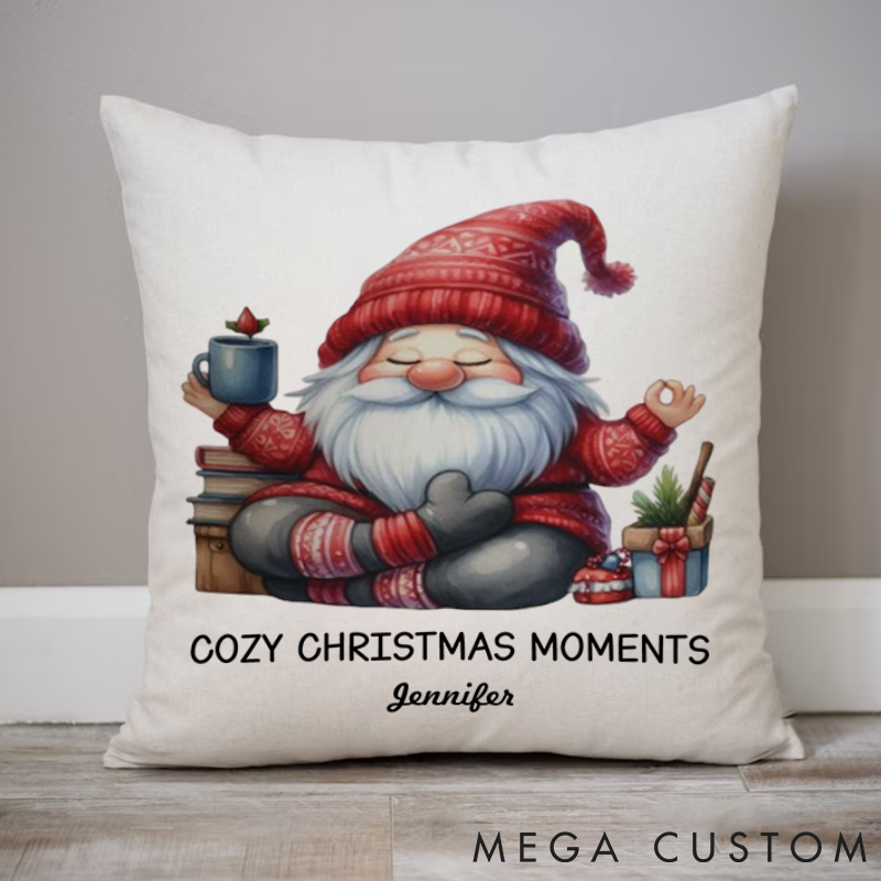 Personalized Christmas Gnome Pillow Meditation Pillow Custom Name Yoga Pillows Gift Idea for Yoga Lover