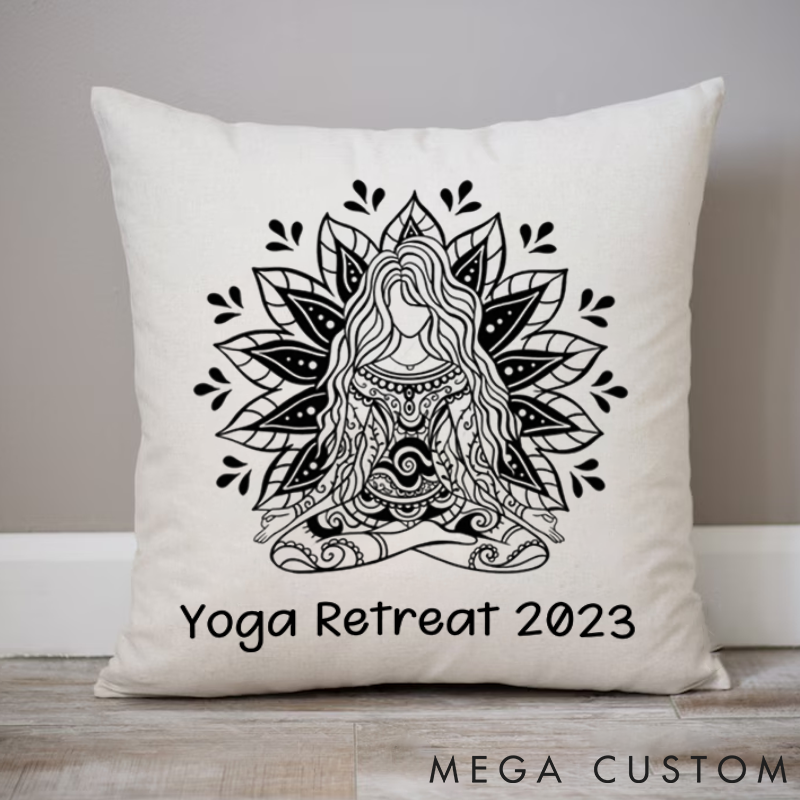 Personalized Yoga Retreat Pillows with Mandala Can Custom Name Yoga Pillows Gift Idea for Yoga Lover
