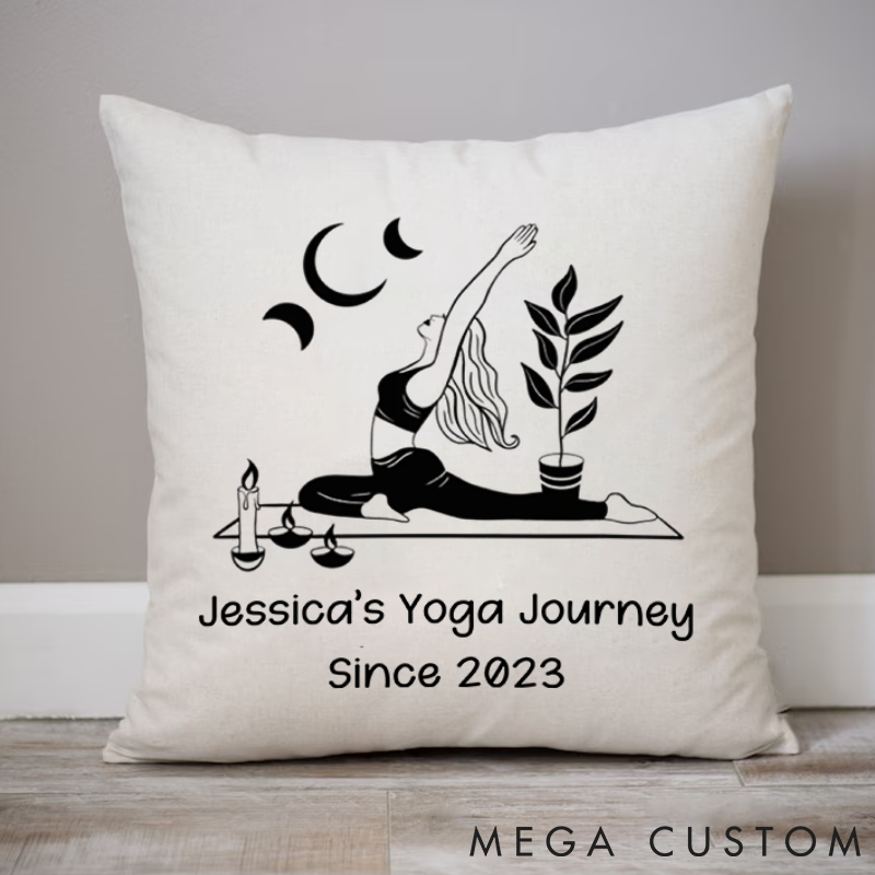 Personalized Yoga Journey Pillows Can Custom Name and Year Yoga Pillows Gift Idea for Yoga Lover