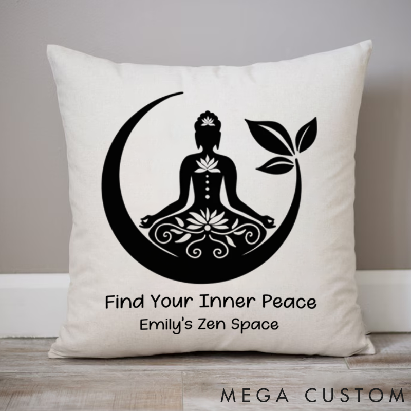 Personalized Meditation Pillows Natural Element Pillows Custom Name Yoga Pillows Gift Idea for Yoga Lover
